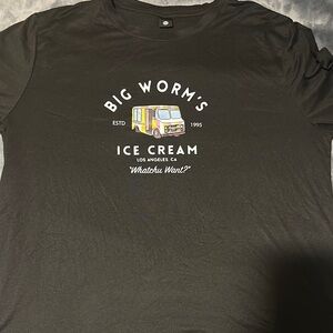 Black Graphic T-Shirt with Ice Cream Truck Design